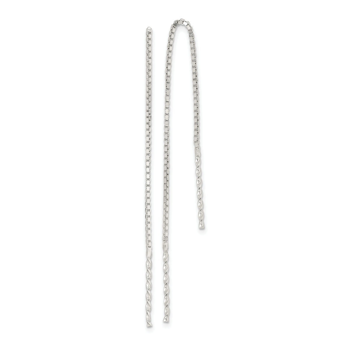 Sterling Silver Polished Twisted Spiral Bar Threader Earrings
