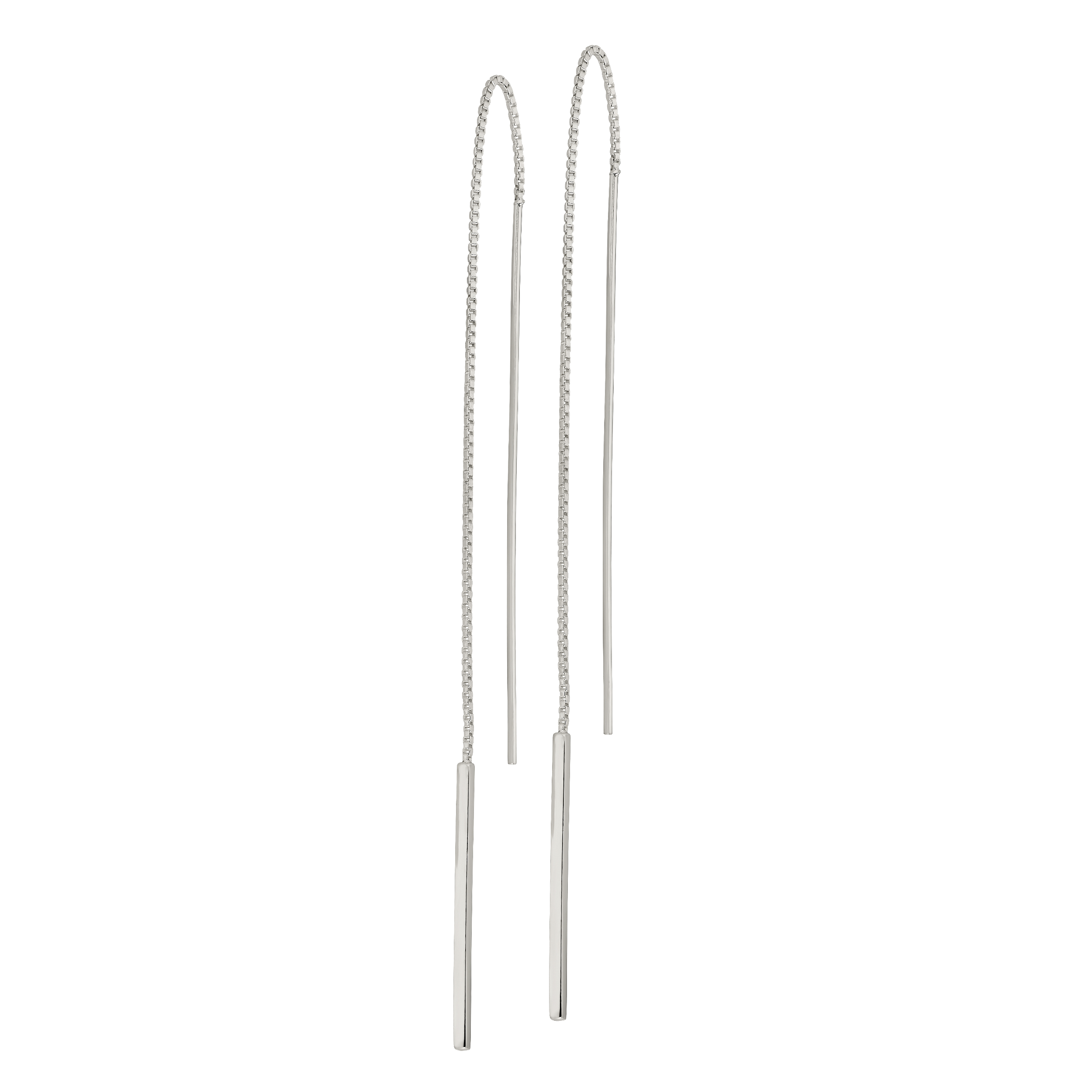 Sterling Silver Polished Bar Threader Earrings Secondary image