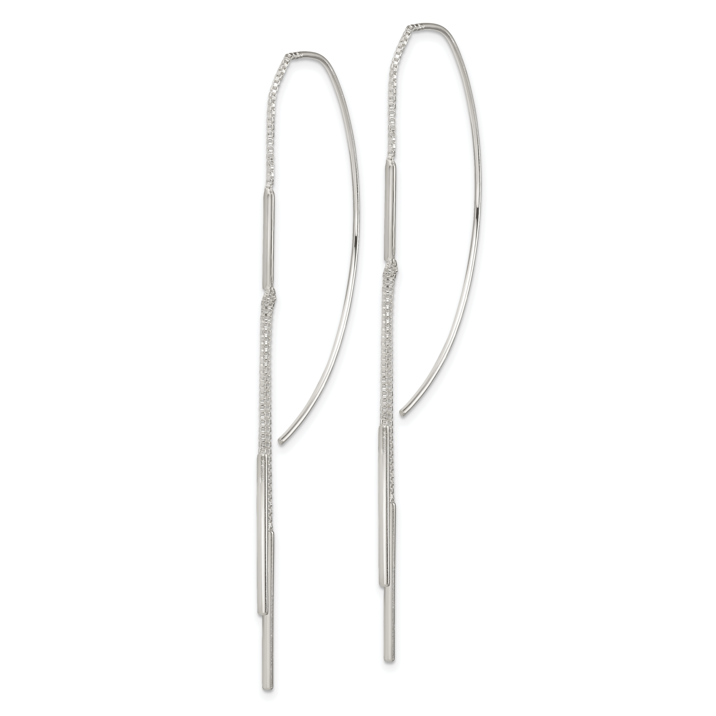 Sterling Silver Polished Multi-Strand Bar Threader Earrings Secondary image
