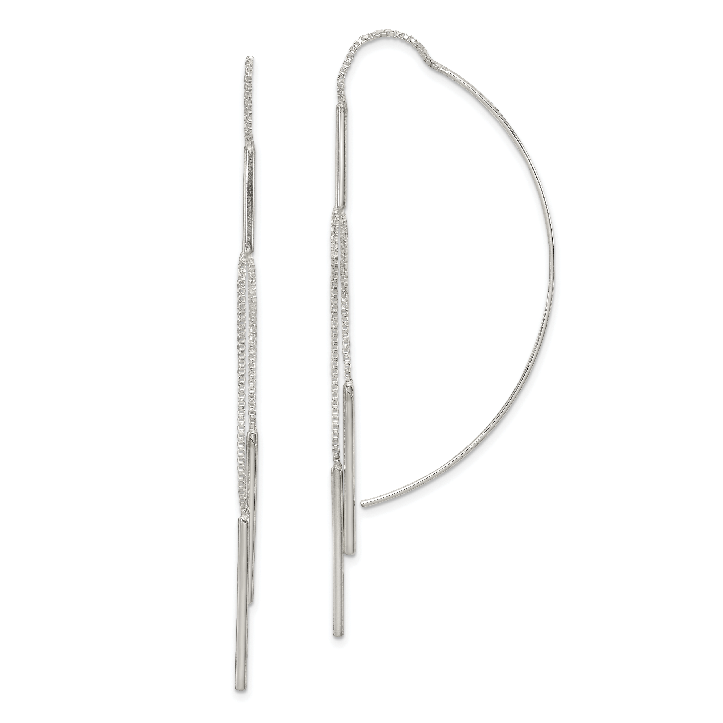 Sterling Silver Polished Multi-Strand Bar Threader Earrings Main image