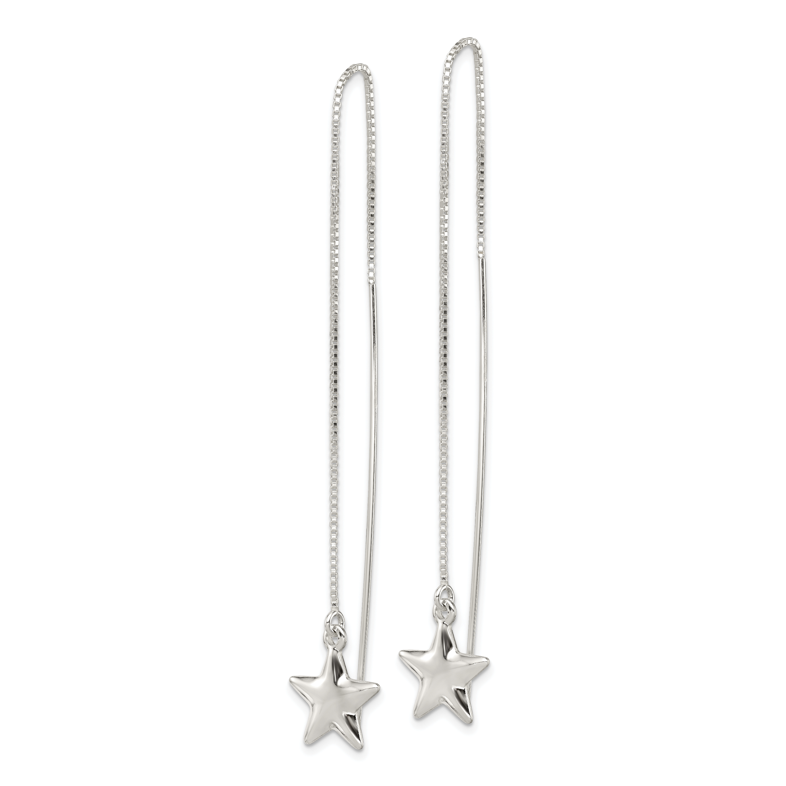 Sterling Silver Polished Star Threader Earrings Secondary image