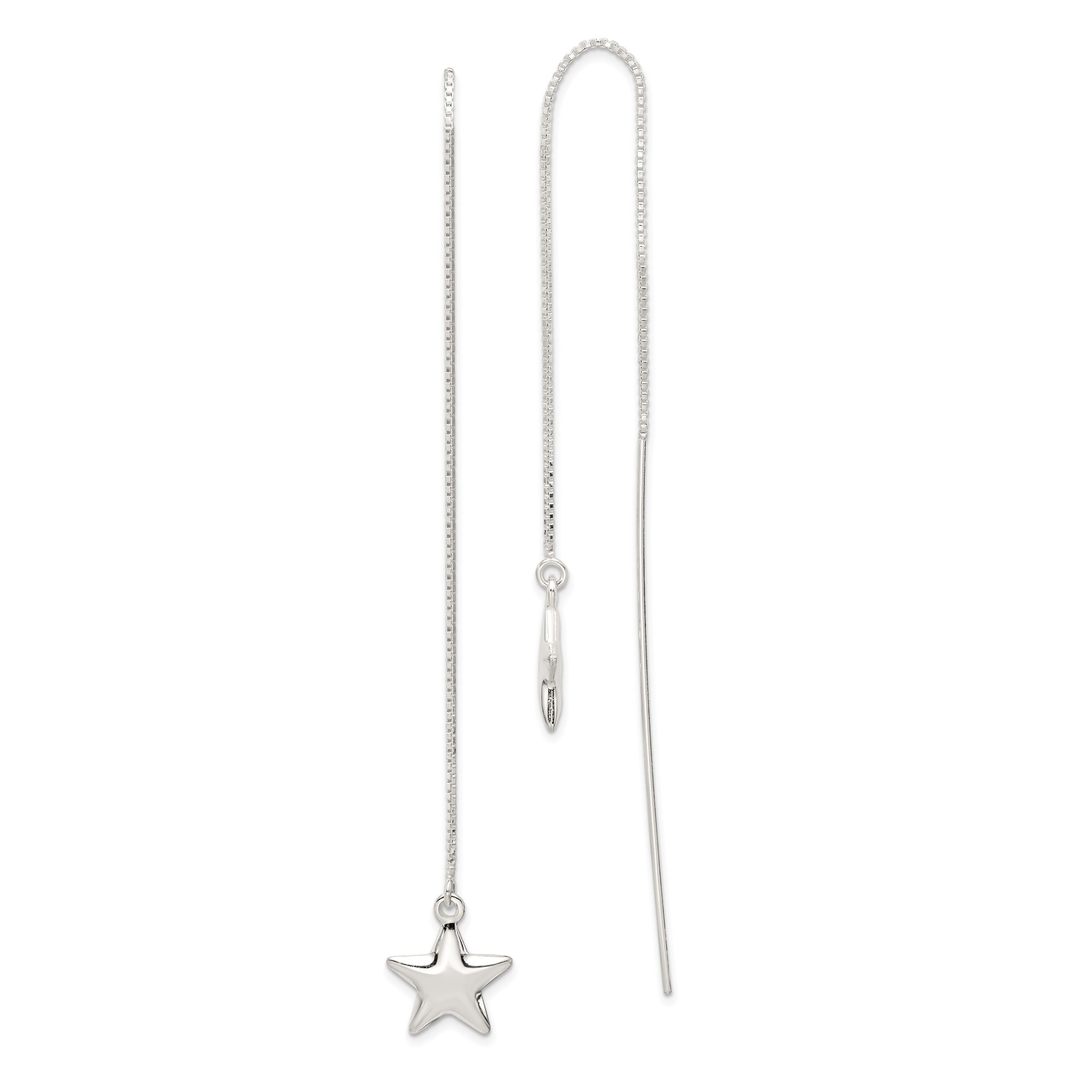 Sterling Silver Polished Star Threader Earrings Main image