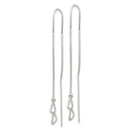 Double Heart Threader Earrings in Sterling Silver
