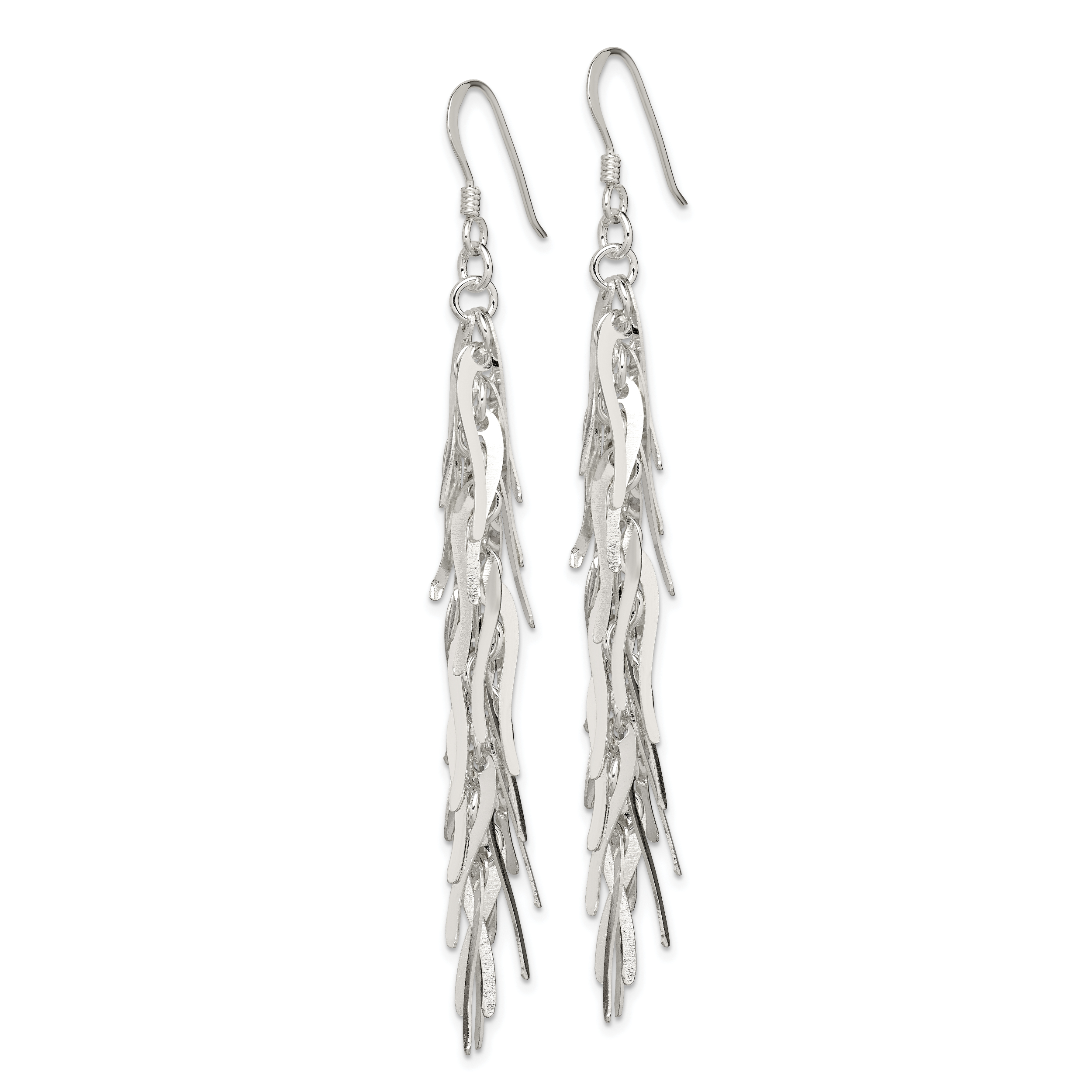 Sterling Silver Polished Fancy Drop Squiggle Dangle Earrings Main image