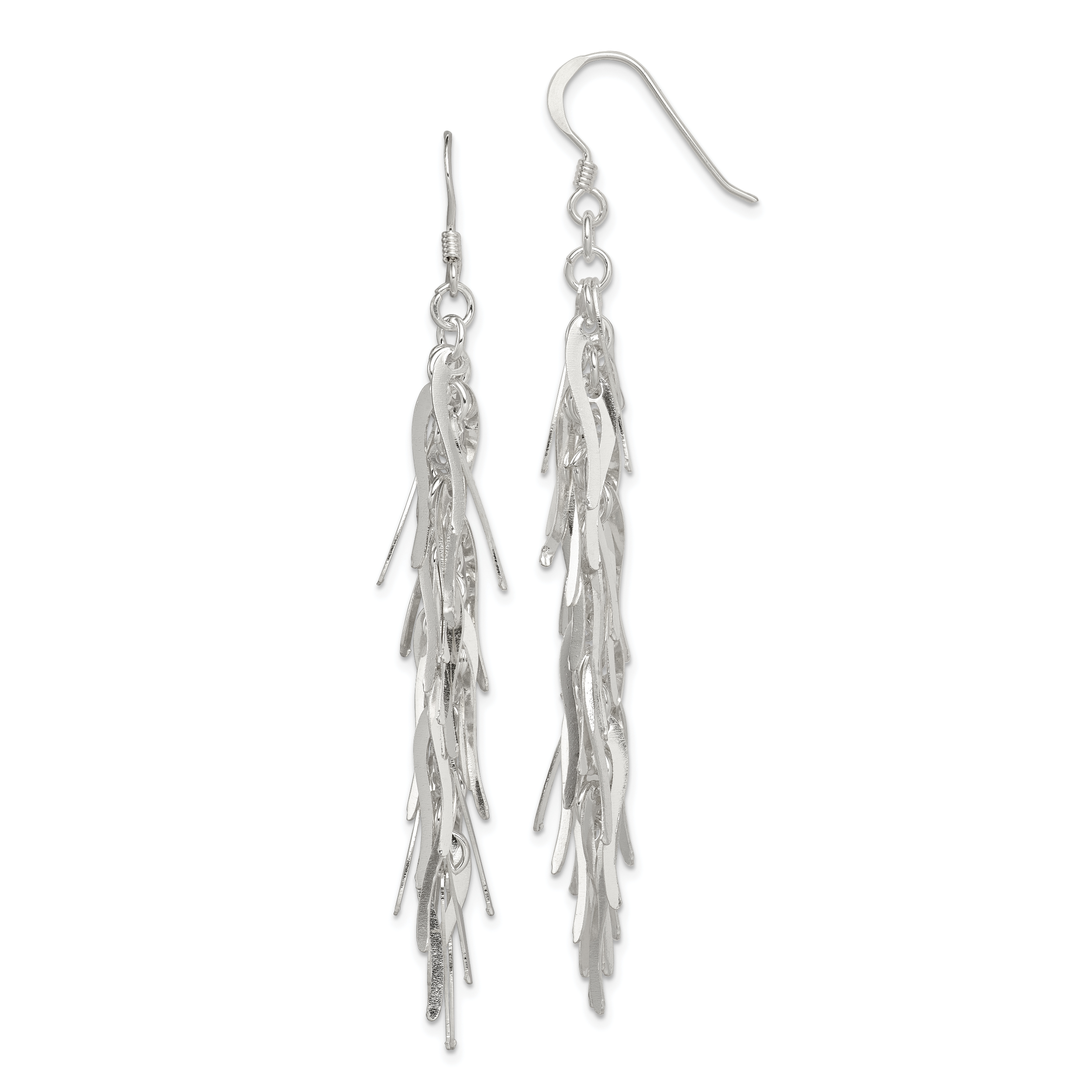 Sterling Silver Polished Fancy Drop Squiggle Dangle Earrings Secondary image