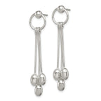 Sterling Silver Polished Multi-strand Oval Beaded Post Dangle Earrings