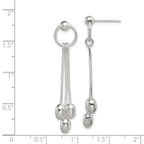 Sterling Silver Polished Multi-strand Oval Beaded Post Dangle Earrings