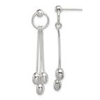 Sterling Silver Polished Multi-strand Oval Beaded Post Dangle Earrings