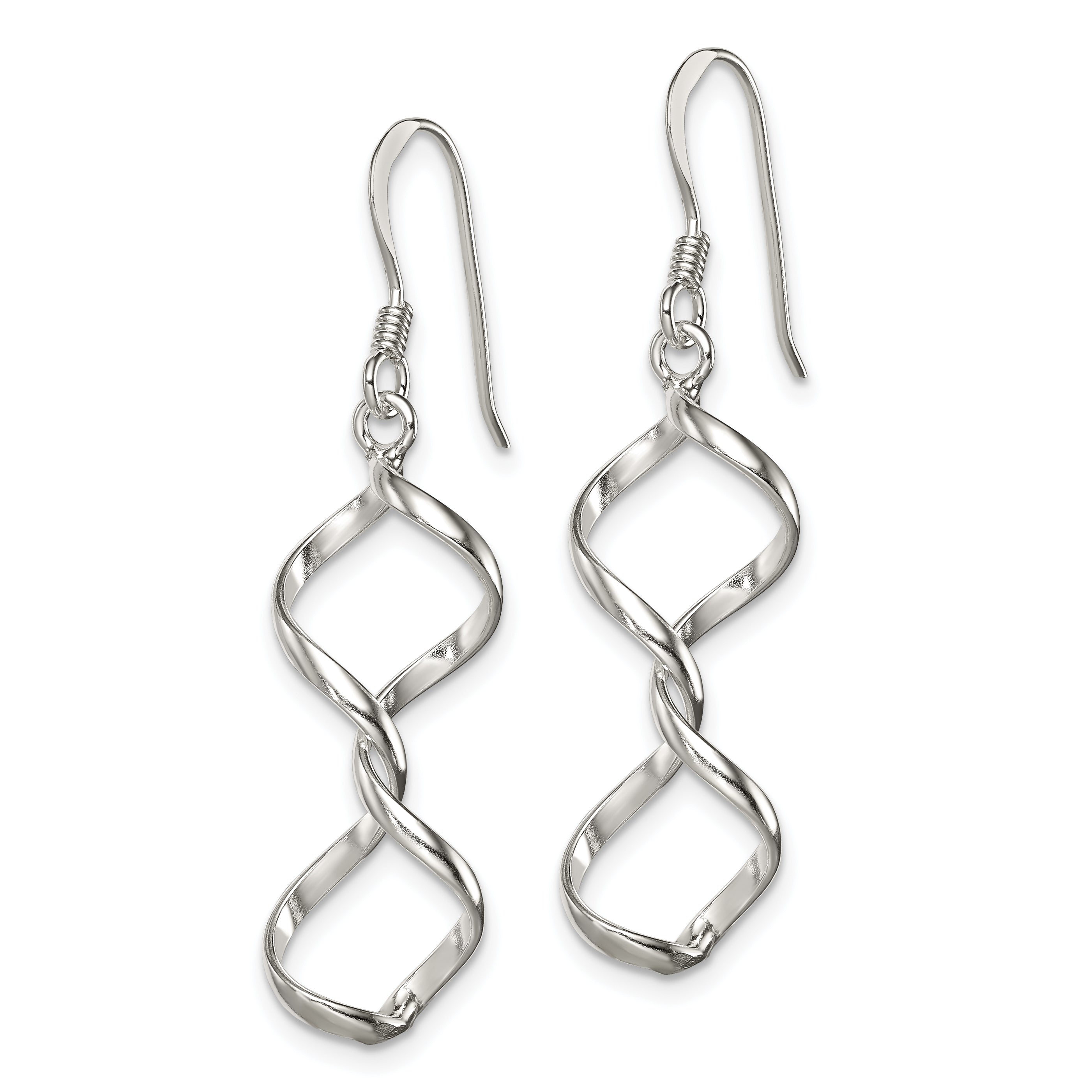 Sterling Silver Polished Fancy Twisted Dangle Earrings Secondary image