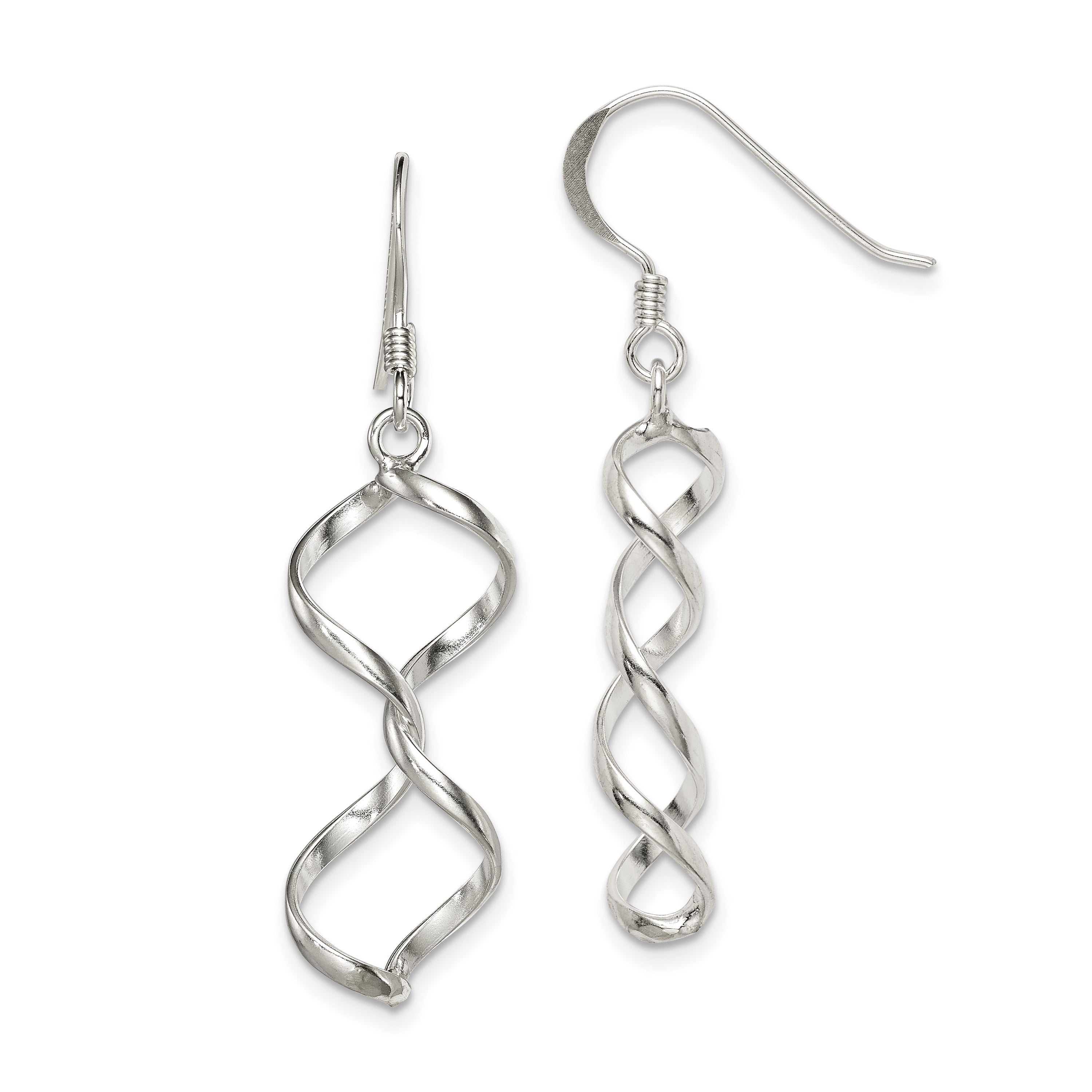 Sterling Silver Polished Fancy Twisted Dangle Earrings Main image
