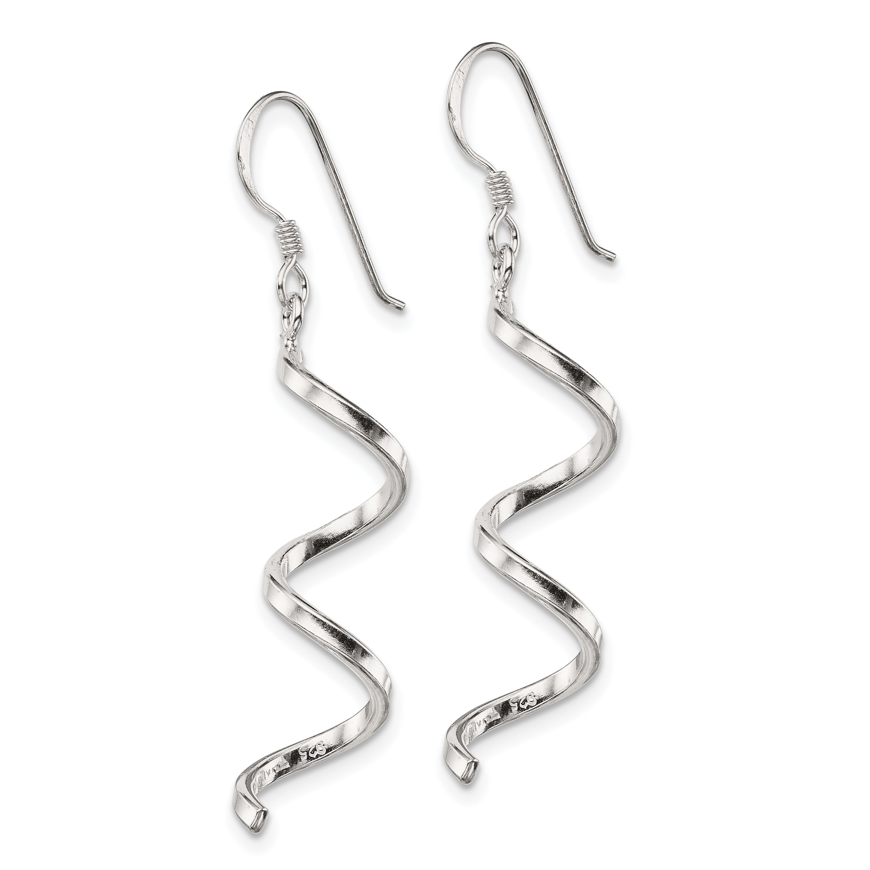 Sterling Silver Polished Fancy Twisted Spiral Dangle Earrings Secondary image