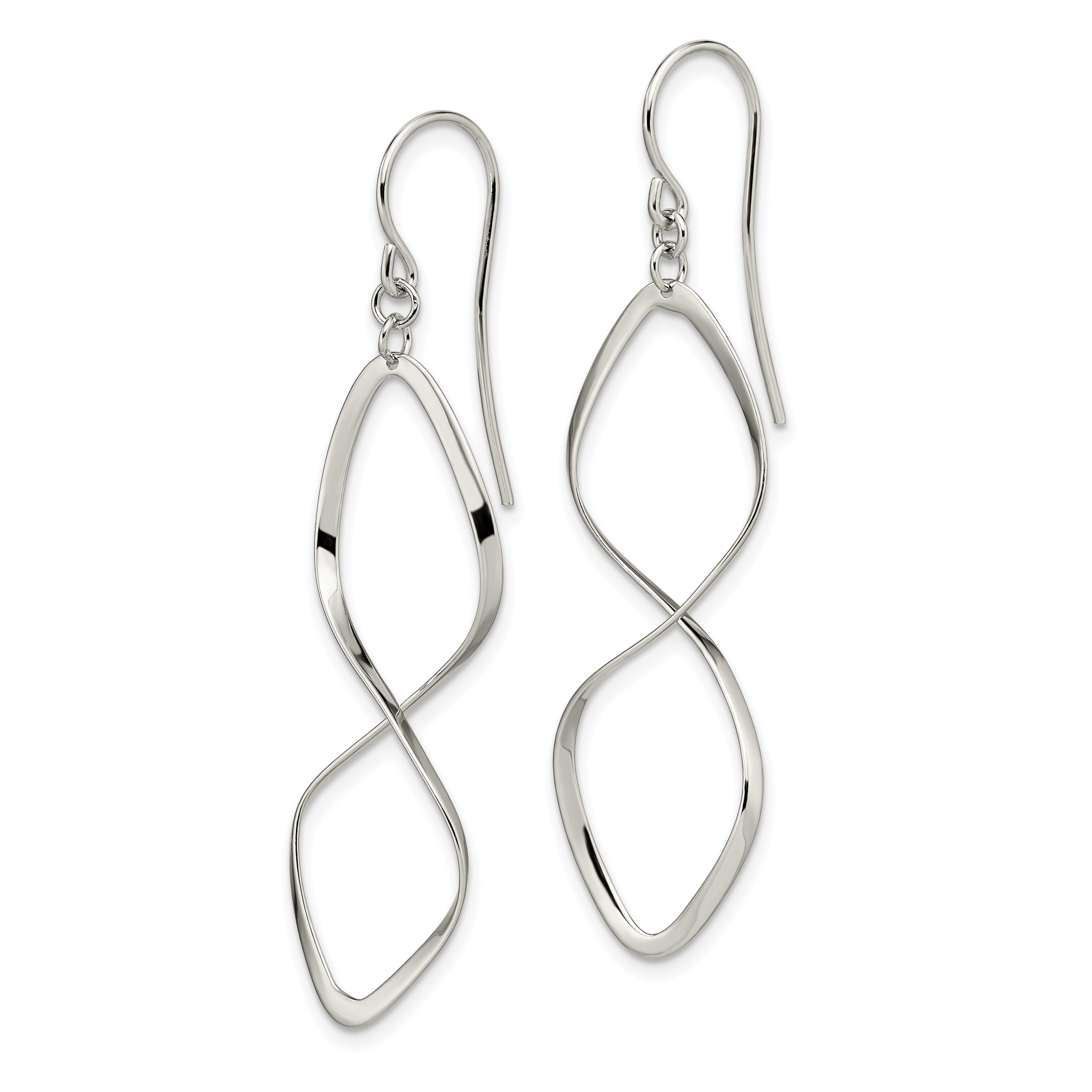 Sterling Silver Rhodium-plated Polished Twisted Dangle Earrings Secondary image