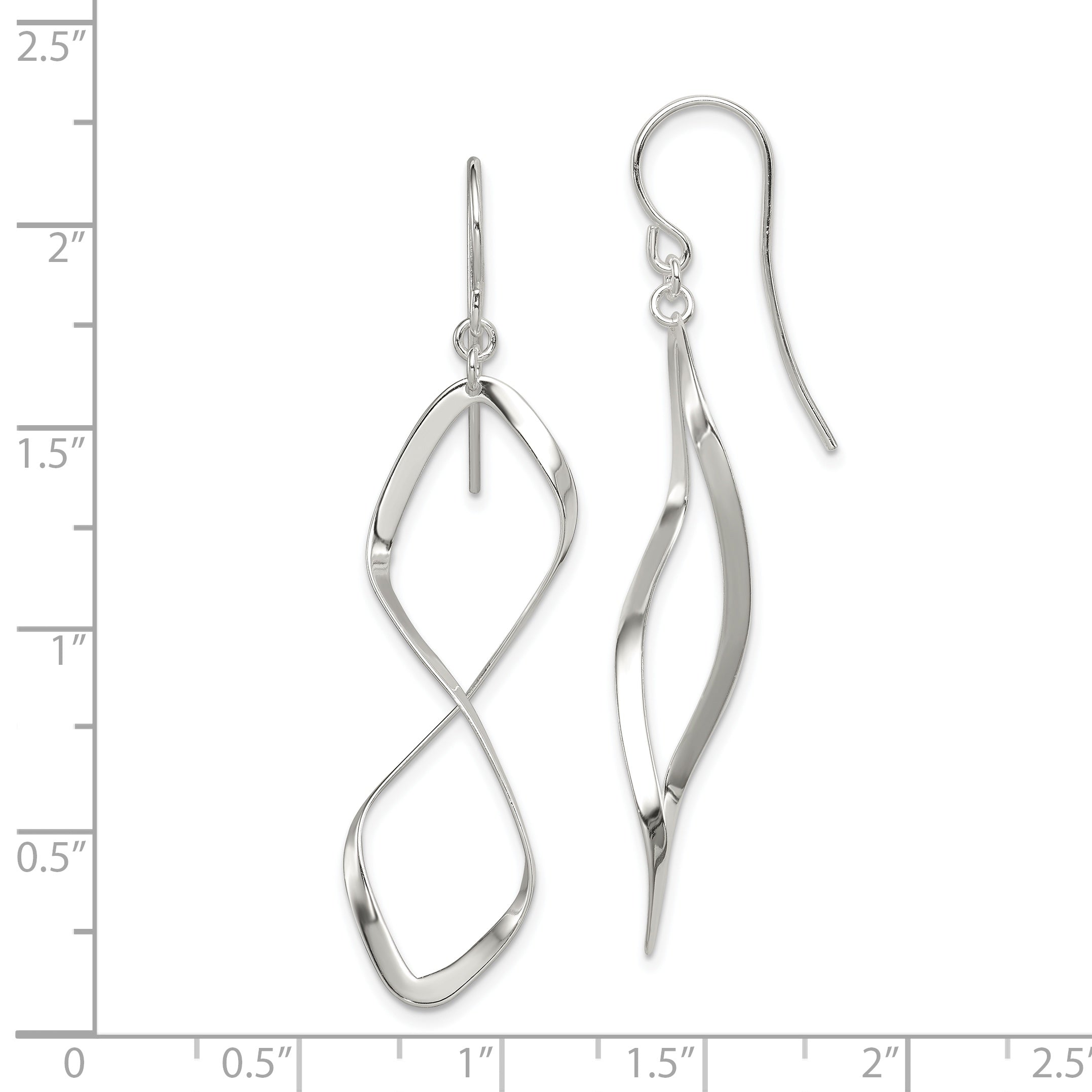 Sterling Silver Rhodium-plated Polished Twisted Dangle Earrings