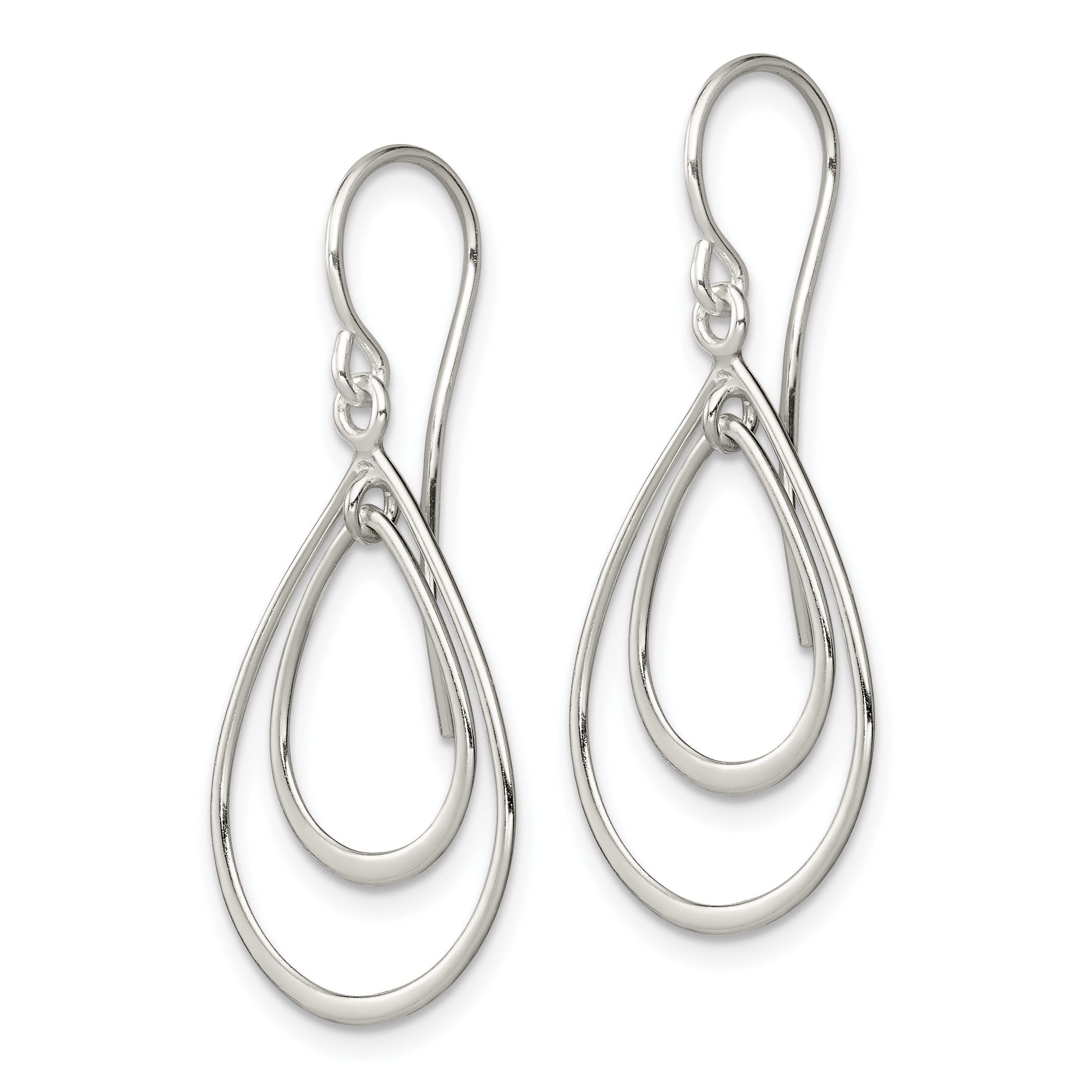 Sterling Silver Polished Double Teardrop Dangle Earrings Secondary image
