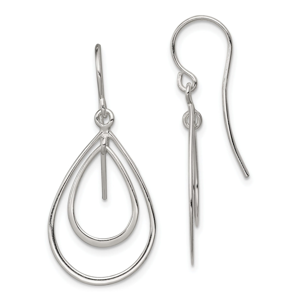 Double Teardrop Dangle Earrings in Sterling Silver - Sophia Jewelers Main image
