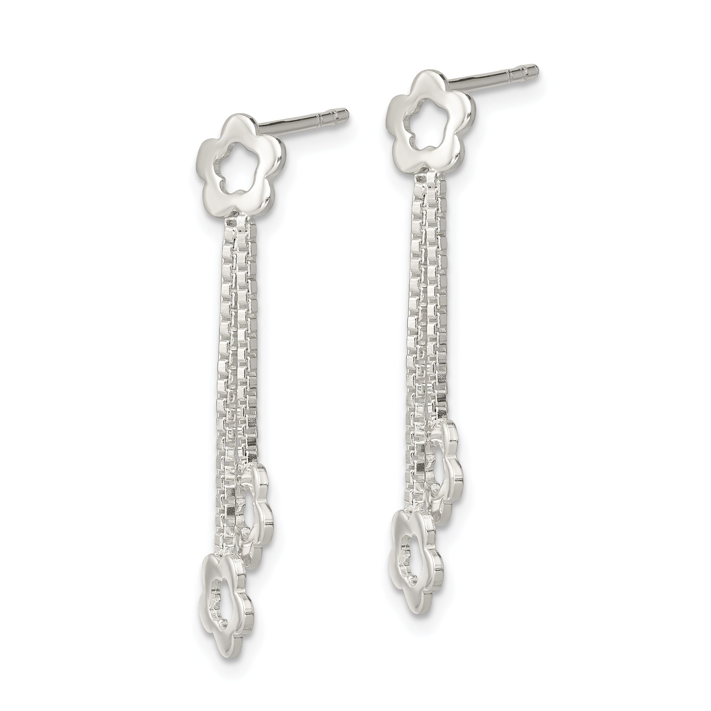Sterling Silver Flower Dangle Earrings Secondary image