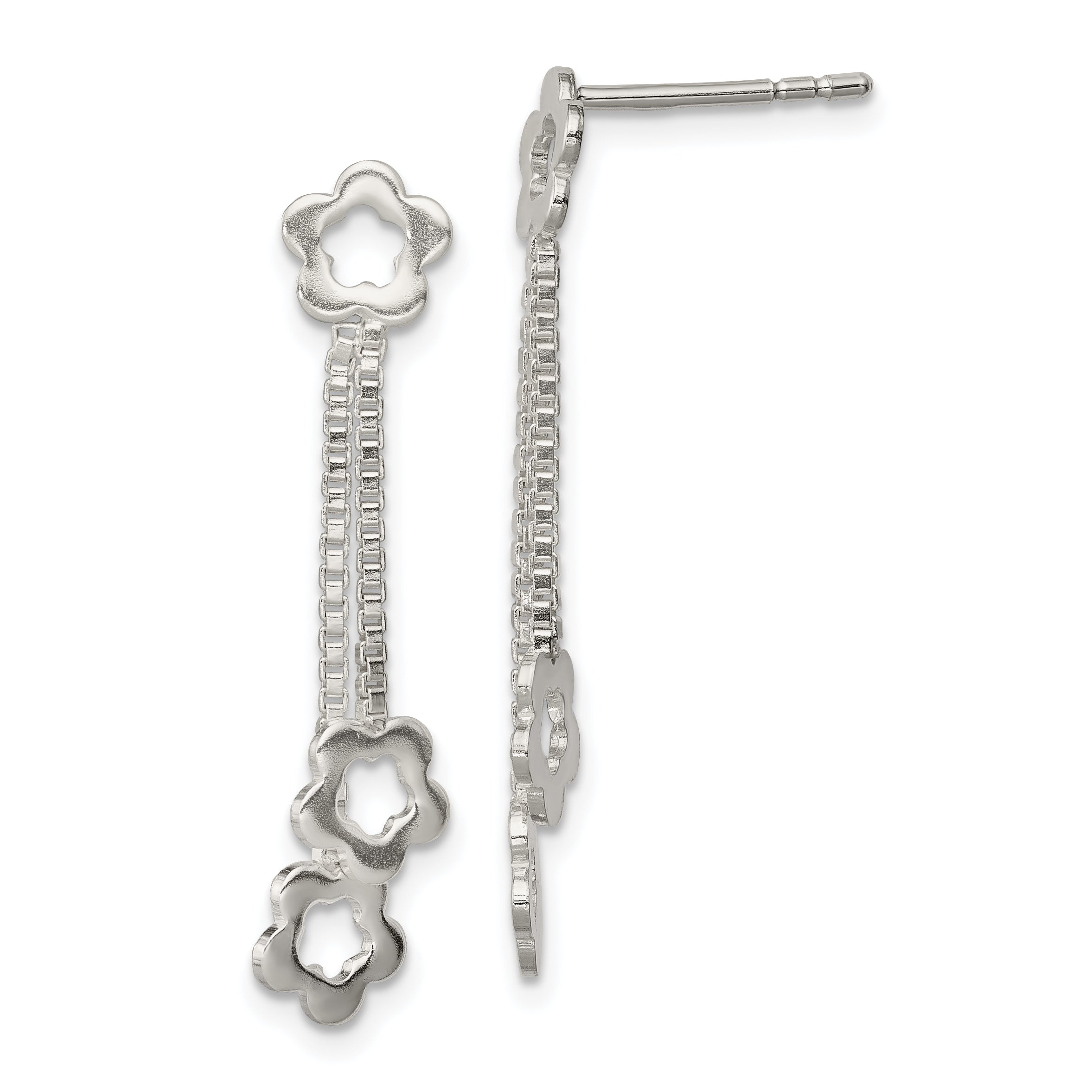 Sterling Silver Flower Dangle Earrings Main image