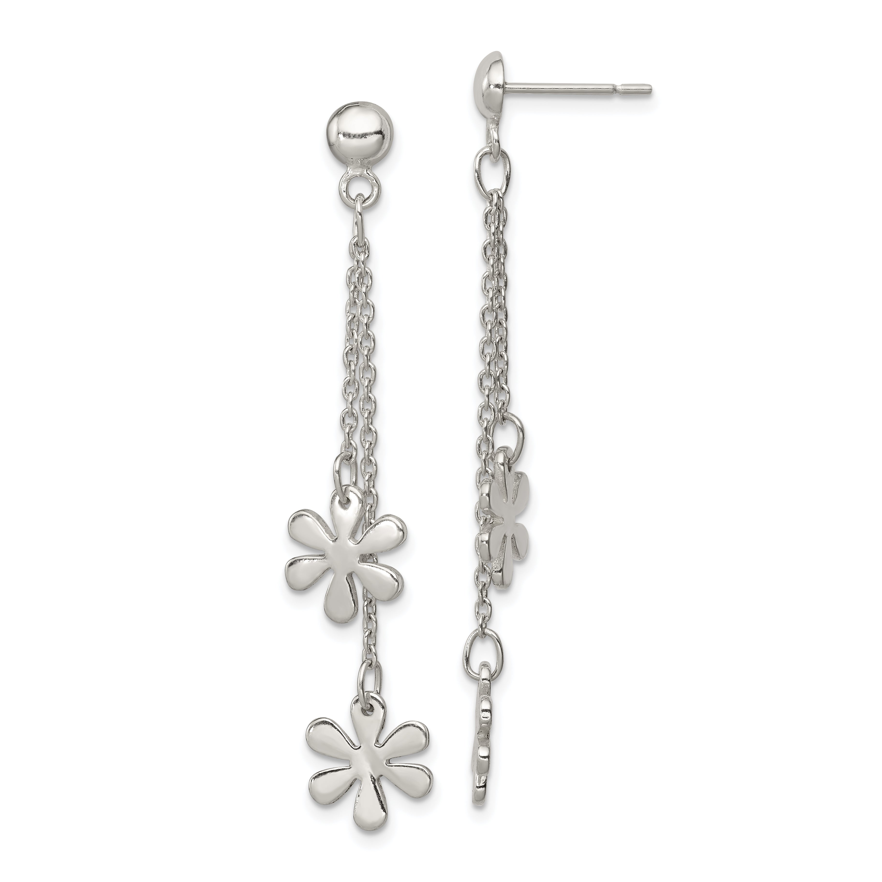 Sterling Silver Flower Dangle Post Earring Main image