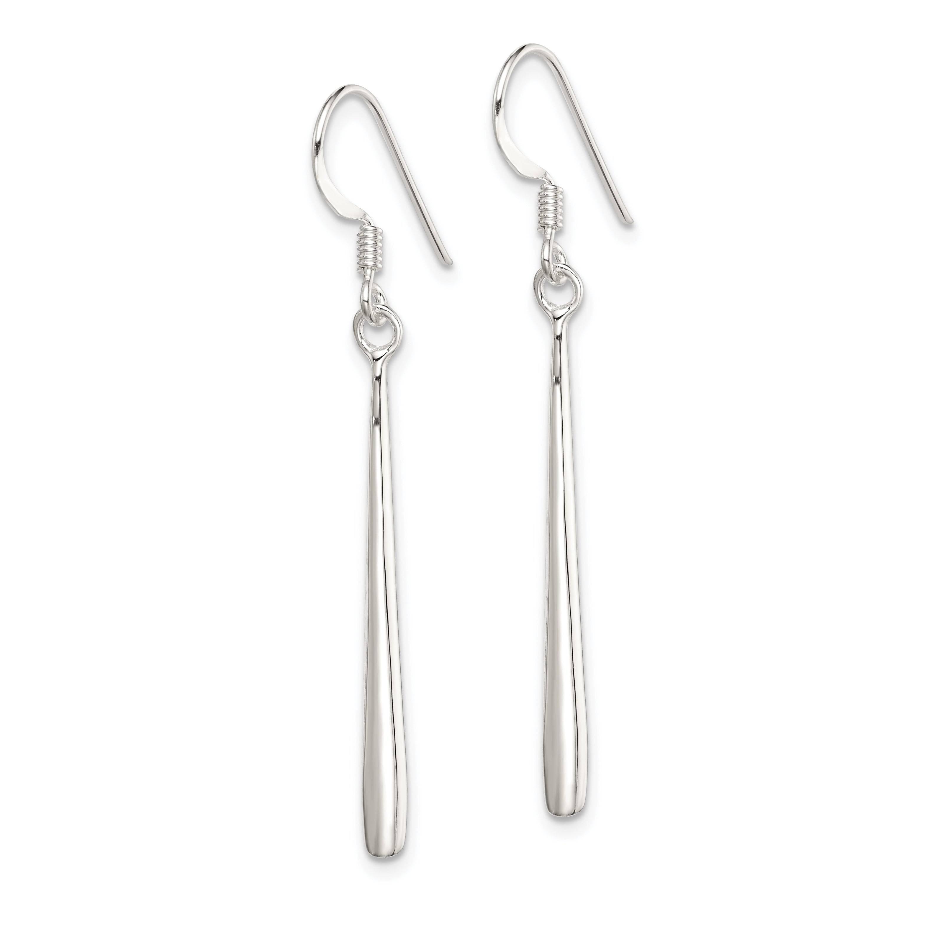 Sterling Silver Polished Teardrop Bar Dangle Earrings Secondary image
