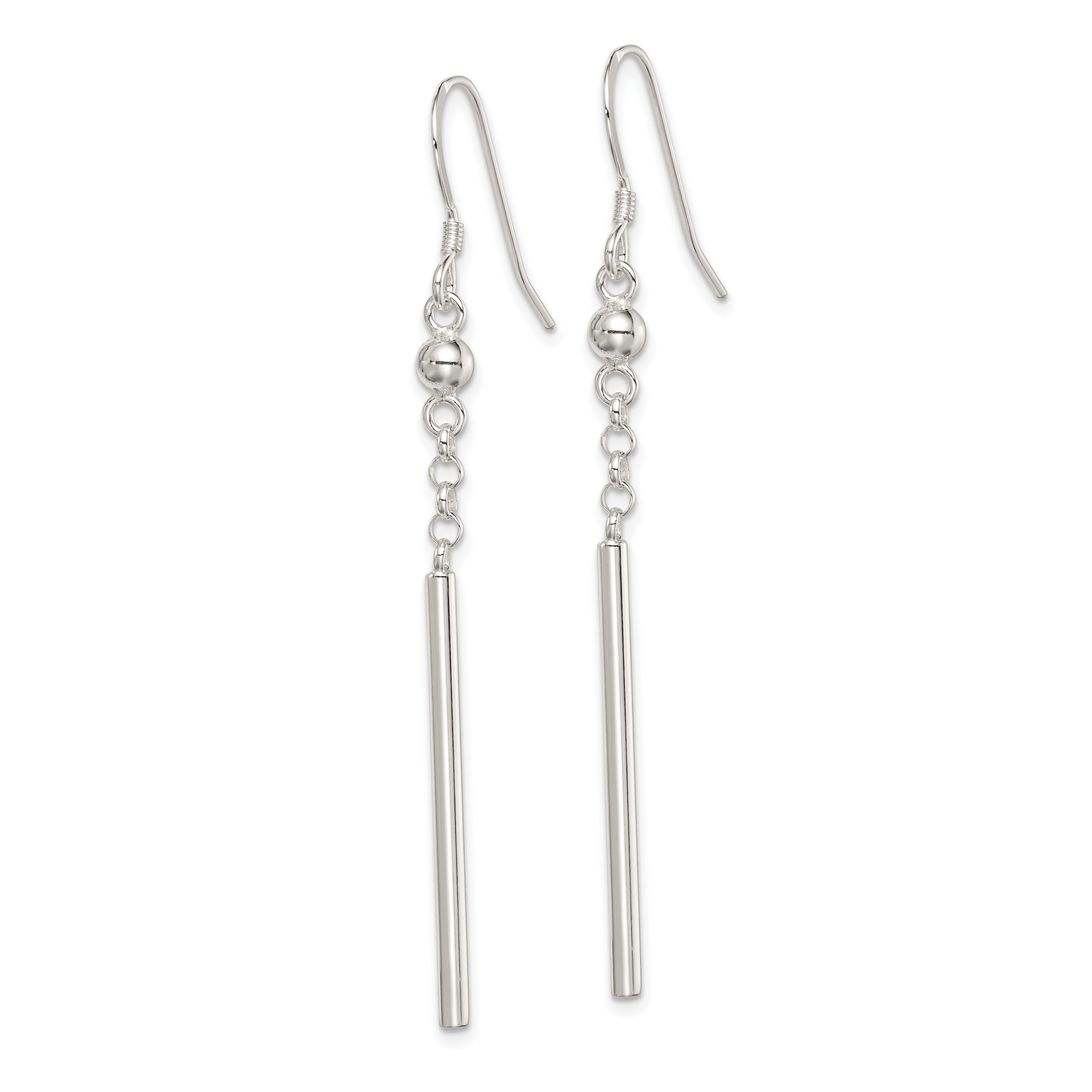 Sterling Silver Polished Fancy Bar Dangle Earrings Secondary image