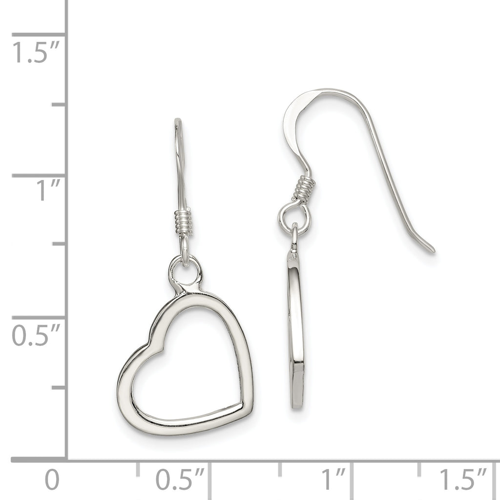Heart Drop Earrings in Sterling Silver