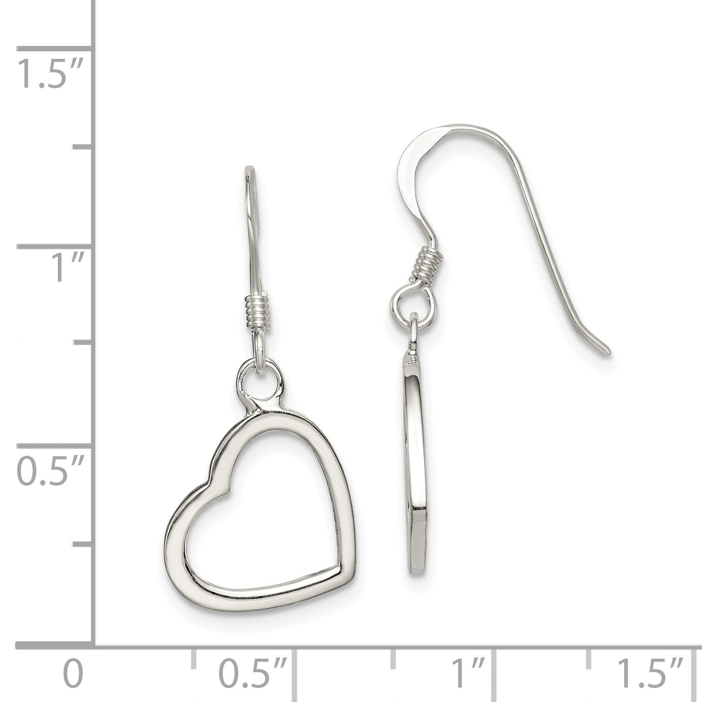Heart Drop Earrings in Sterling Silver