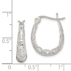 Filigree Oval Hoop Earrings in Sterling Silver
