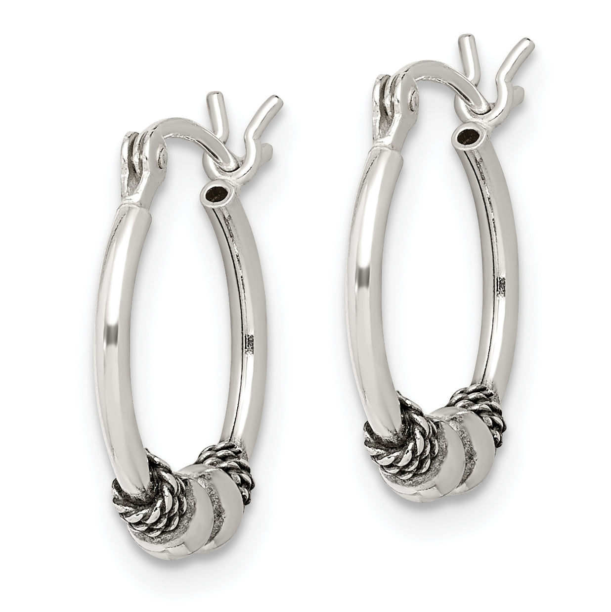 Sterling Silver Antique Fancy Hoop Earrings Secondary image