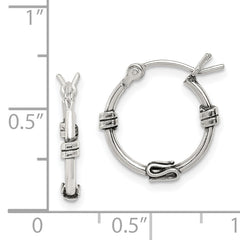 Sterling Silver Antiqued Fancy Hoop Earrings