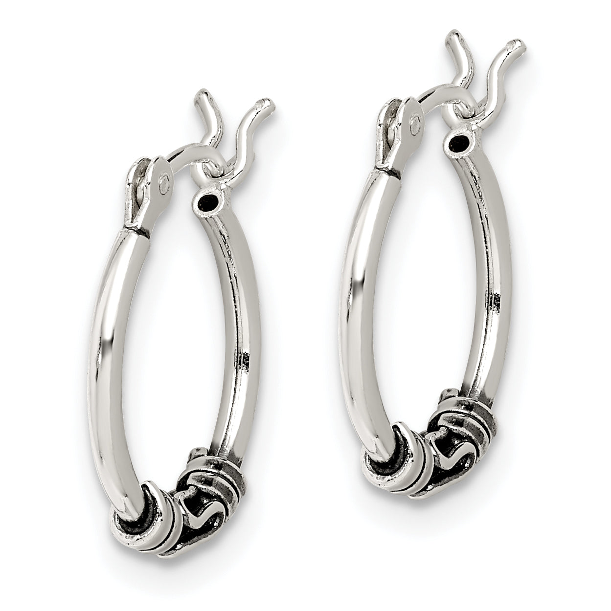 Sterling Silver Round Antiqued Fancy Earrings Secondary image