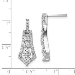 Sterling Silver Rhodium-plated CZ Journey Earrings