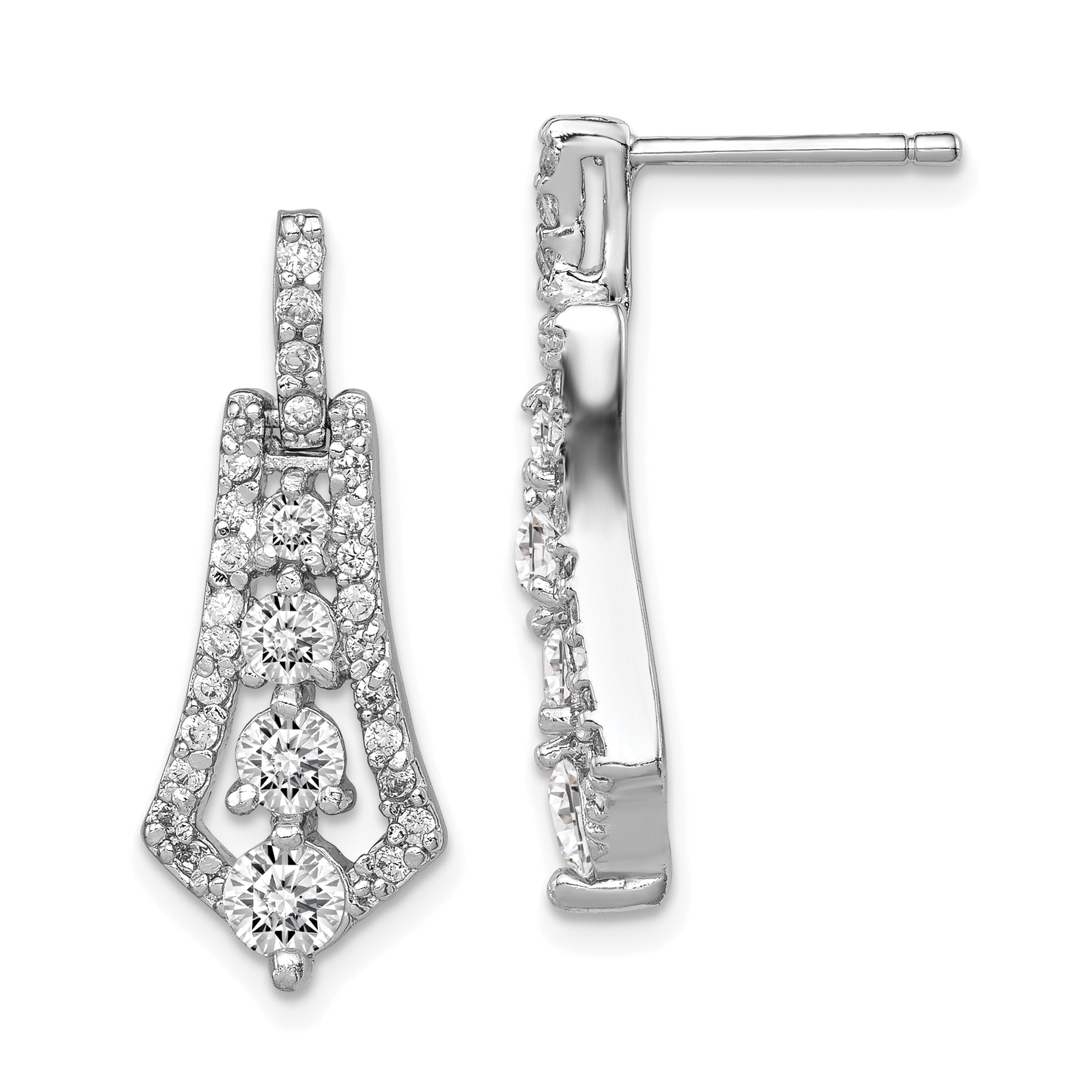 Sterling Silver Rhodium-plated CZ Journey Earrings Main image