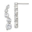 Sterling Silver Rhodium-plated Polished CZ Journey Post Earrings