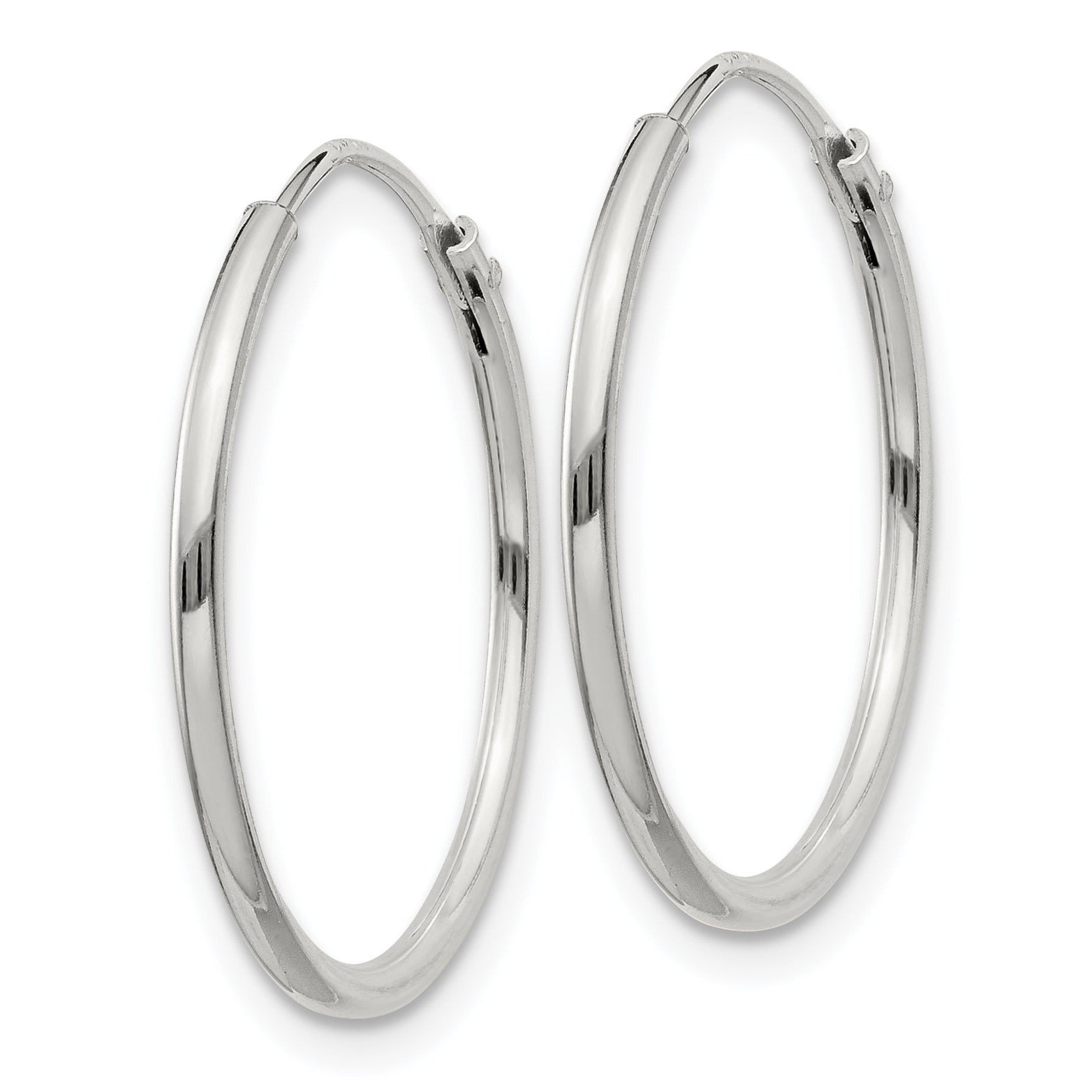 Sterling Silver 1.3mm Hoop Earrings Secondary image