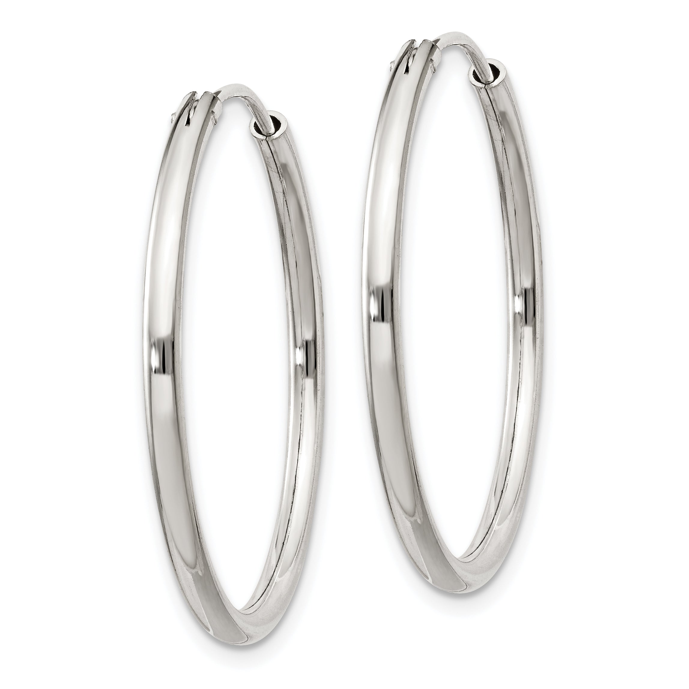 Sterling Silver 2mm Hoop Earrings Secondary image
