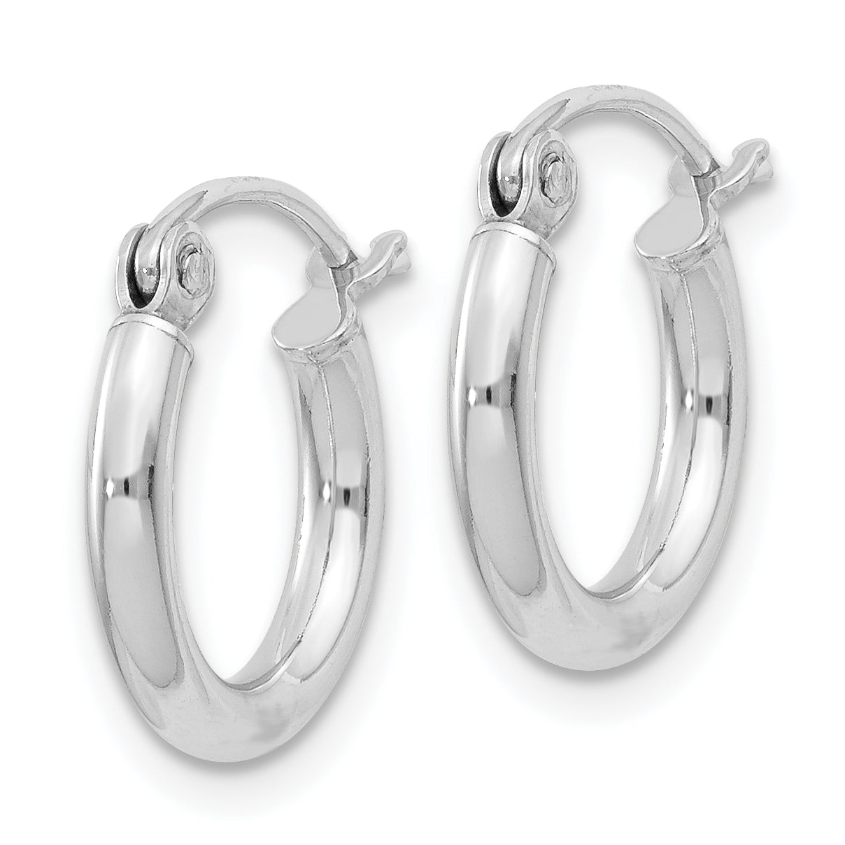 Round Hoop Earrings in Sterling Silver, 2mm