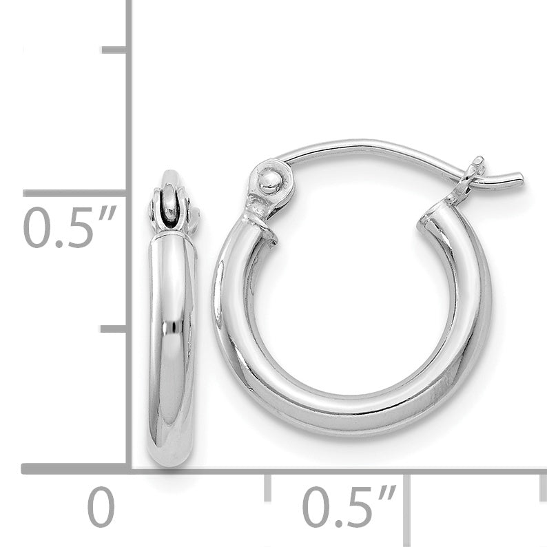 Round Hoop Earrings in Sterling Silver, 2mm