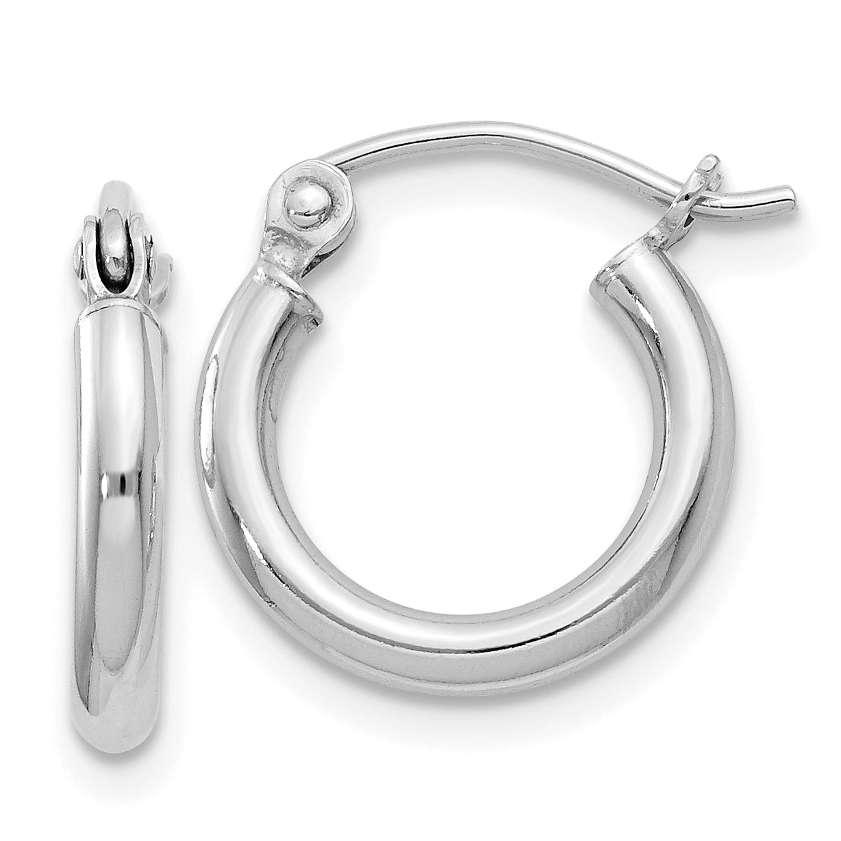 Sterling Silver Rhodium-plated 2mm Round Hoop Earrings Main image