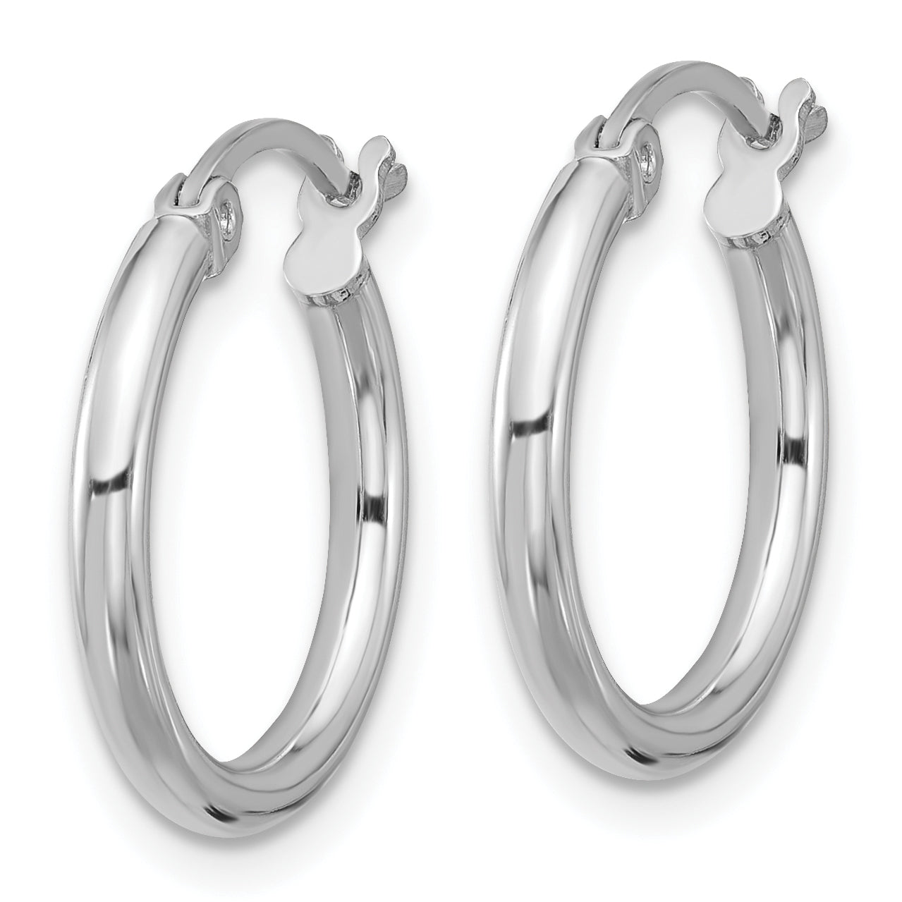 Round Hoop Earrings in Sterling Silver, 2mm Secondary image