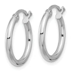 Round Hoop Earrings in Sterling Silver, 2mm