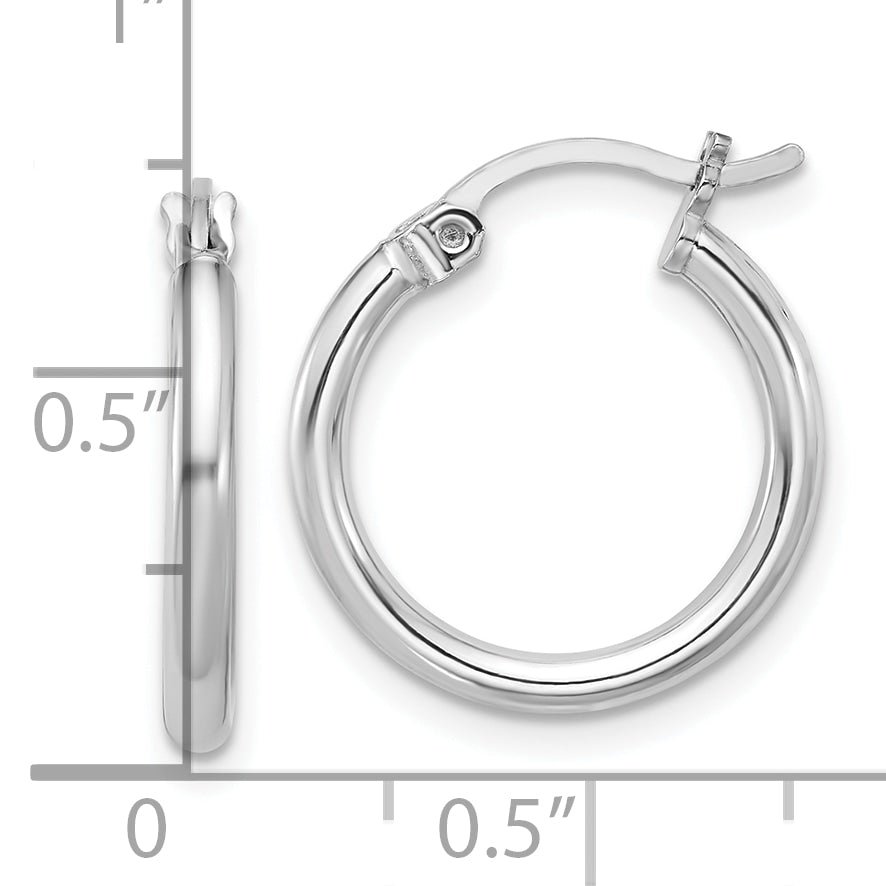 Round Hoop Earrings in Sterling Silver, 2mm