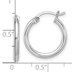 Sterling Silver Rhodium-plated 2mm Round Hoop Earrings