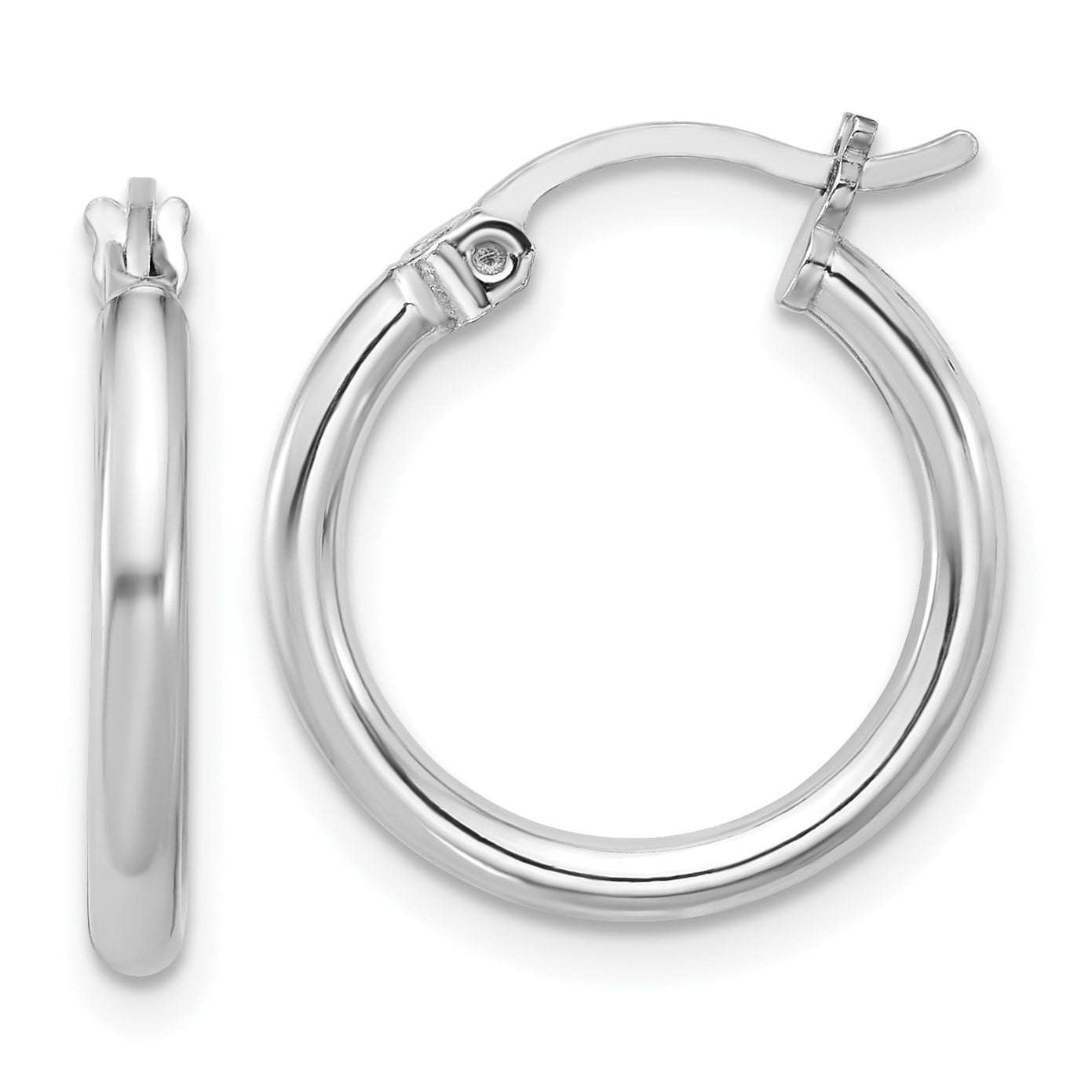 Sterling Silver Rhodium-plated 2mm Round Hoop Earrings Main image