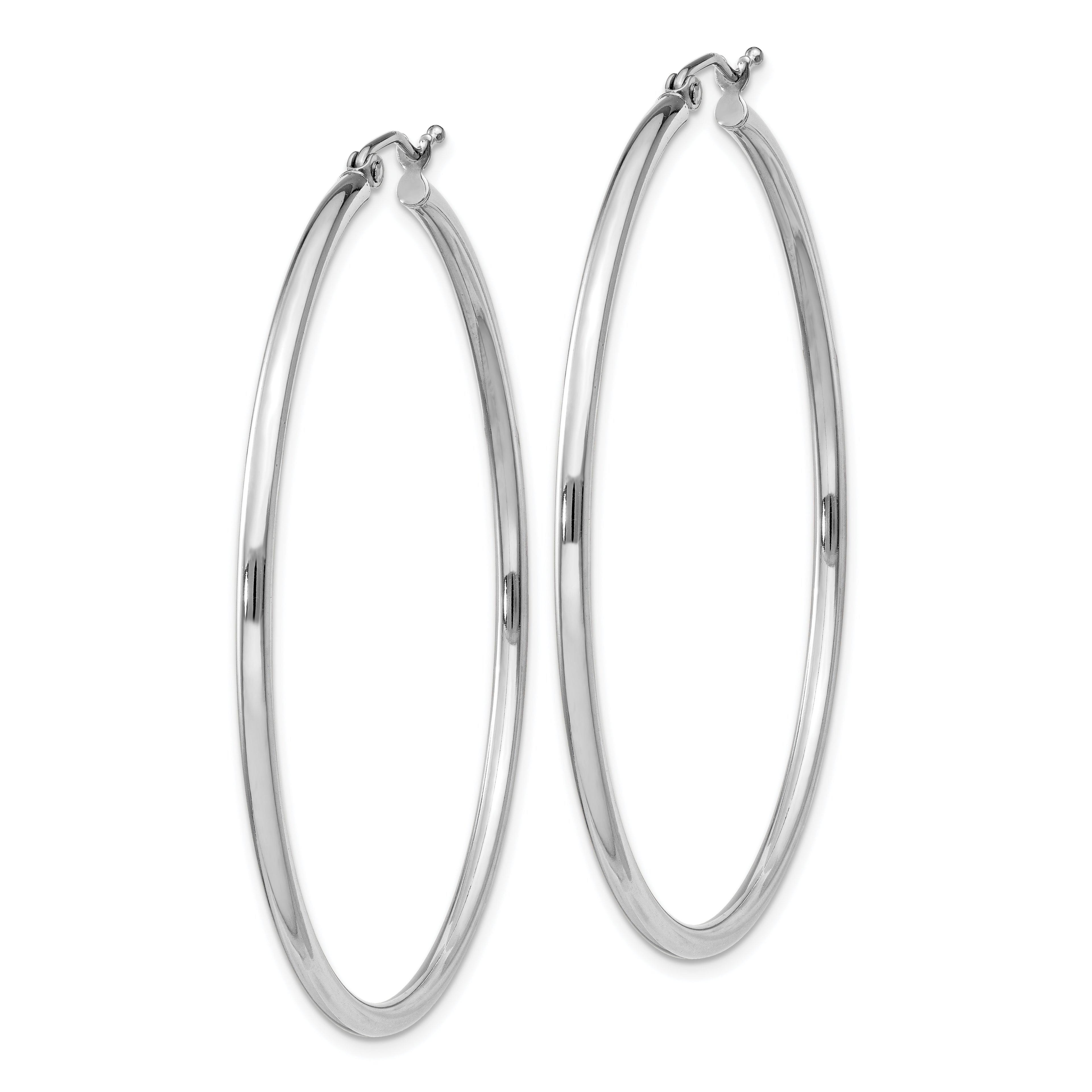 Round Hoop Earrings in Sterling Silver, 2mm