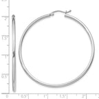 Round Hoop Earrings in Sterling Silver, 2mm
