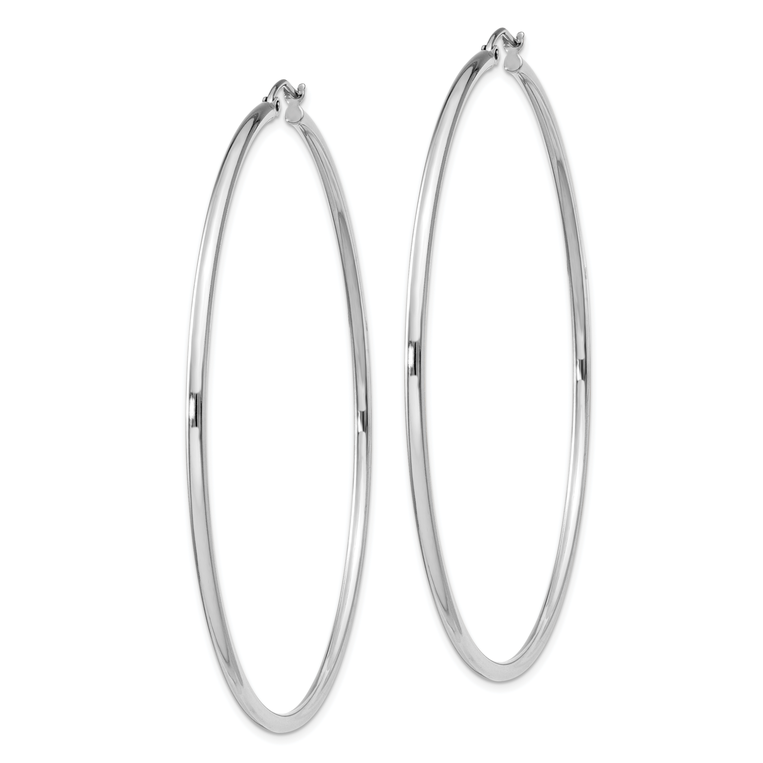 Sterling Silver Rhodium-plated 2mm Round Hoop Earrings Secondary image
