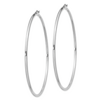 Round Hoop Earrings in Sterling Silver, 2mm