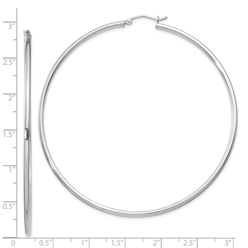 Round Hoop Earrings in Sterling Silver, 2mm