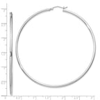 Round Hoop Earrings in Sterling Silver, 2mm