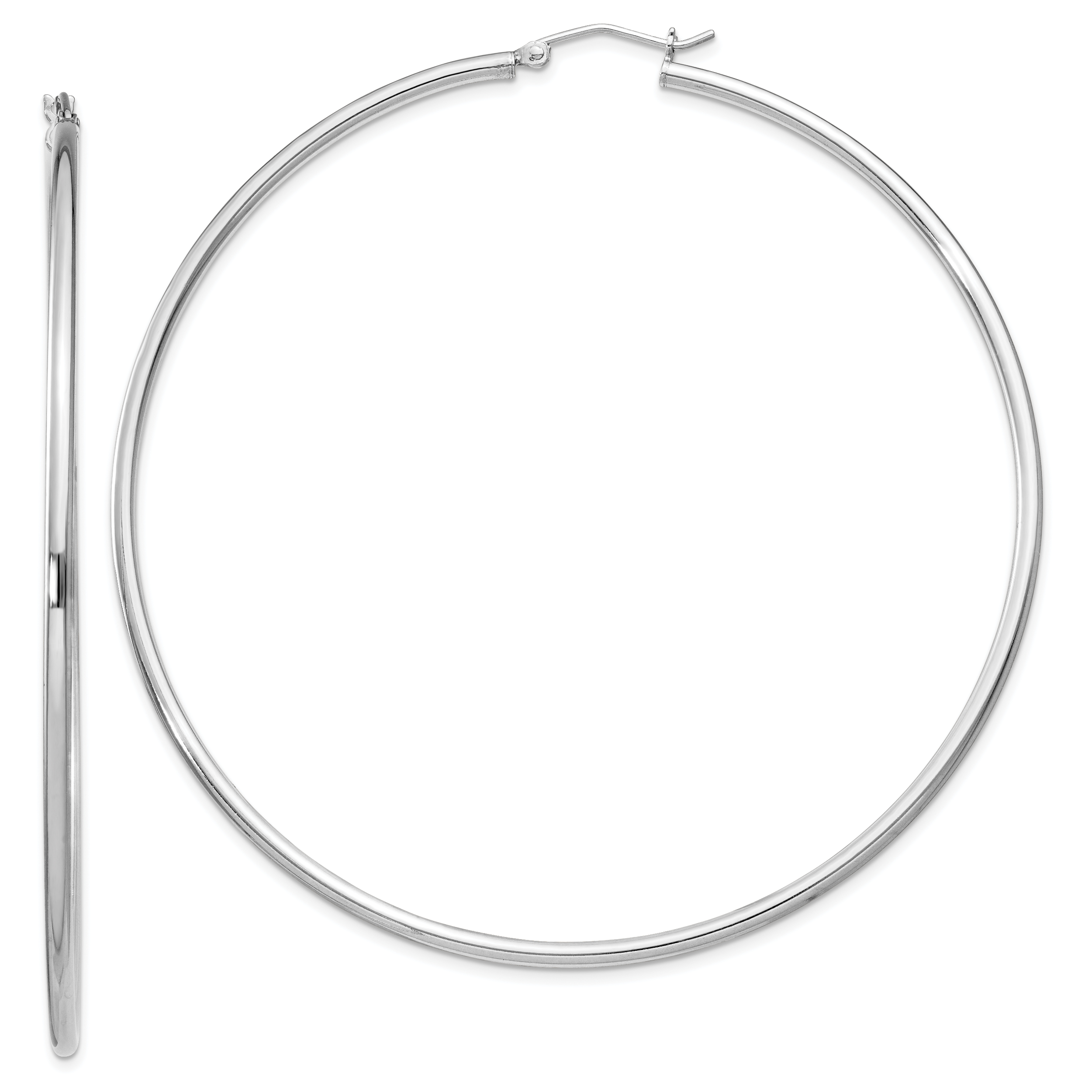 Sterling Silver Rhodium-plated 2mm Round Hoop Earrings Main image